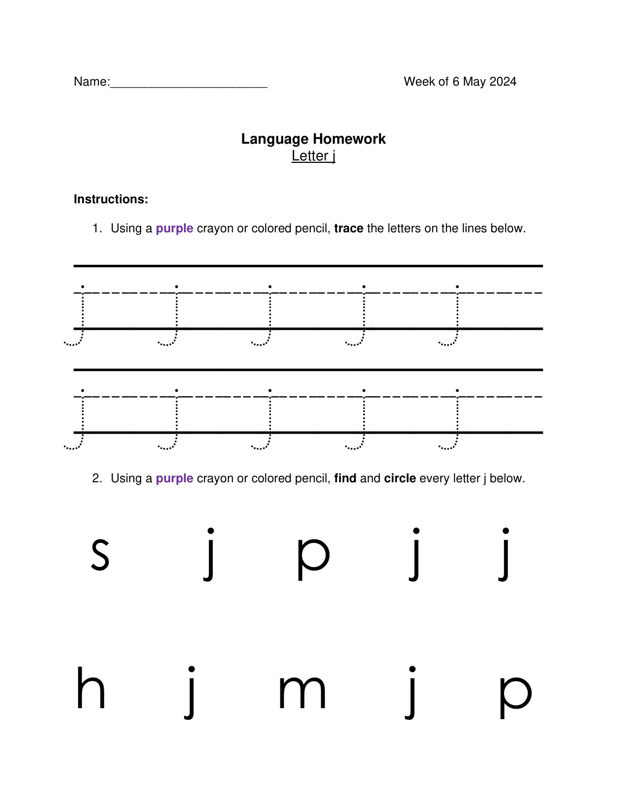 Language 5-8 page 1